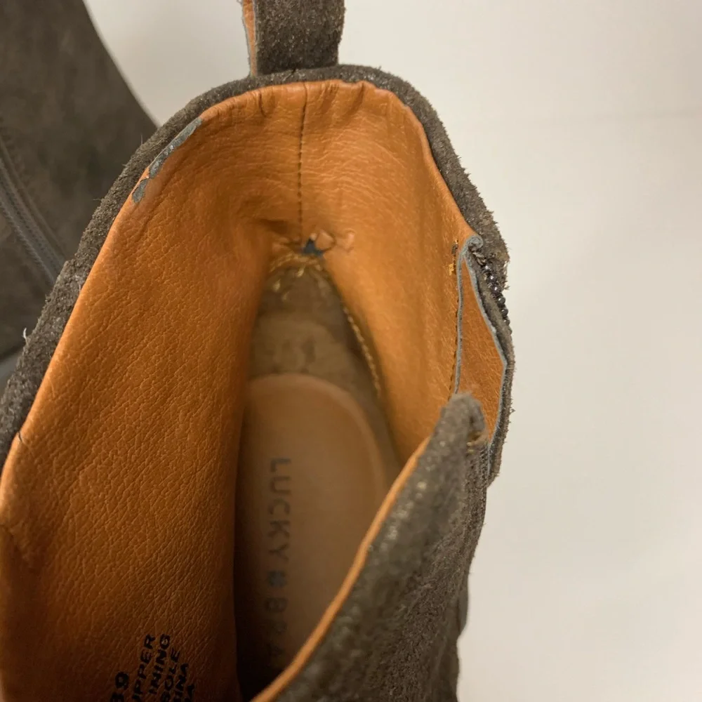 Lucky Brand Natania 9 medium bootie bracken suede zip moto western
